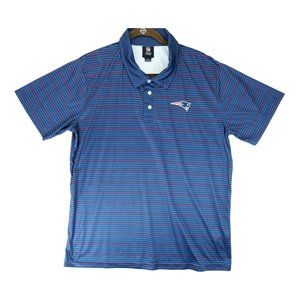 NFL Team Apparel New England Patriots Polo Shirt Men's Large L Blue Striped‎